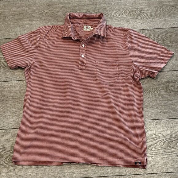 Faherty Polo Shirt Mens XL Pink Blue Striped Beach Preppy Cotton - Picture 2 of 8